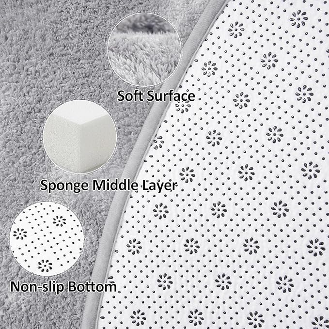 Lascpt Round Rug for Bedroom 6x6, Tie-Dyed Grey Circle Rug for Living Room Super Soft Thicken Memory Foam Circular Rug, Indoor Area Rug for Modern Home Decor, Round Carpet for Nursery Kid's Room