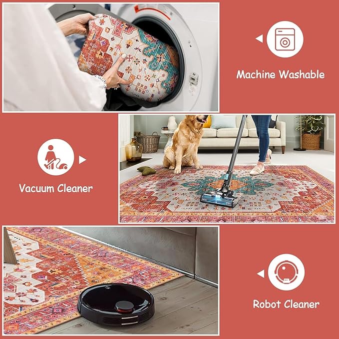 Moynesa Ultra-Thin Washable Runner Rug - Pink 2x5 Bathroom Rug Low Pile Hallway Rug Runner, Non Slip Pet Friendly Indoor Floor Carpet Runner for Kitchen Living Room Bedside Laundry Room