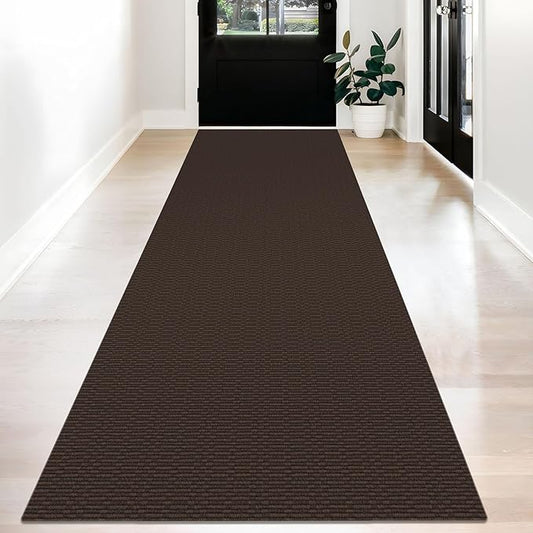 KOZYFLY Washable Runner Rug 3x12 ft Hallway Kitchen Runner Rugs with Rubber Backing Bobo Non Slip Entryway Runner Indoor, Long Carpet Runners for Hall Kitchen Entryway, Coffee/Brown