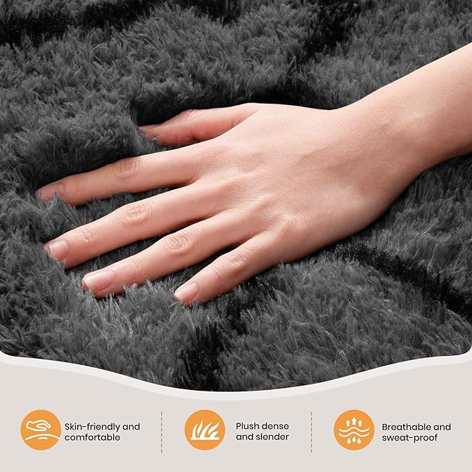 Zentavio Area Rugs for Living Room Large Rugs for Bedroom 5x8 Carpet Fluffy Fuzzy Soft Shag Aesthetic Plush High Pile Gray Throw Rug for Nursery Kids Room Dorm Triangle Grey