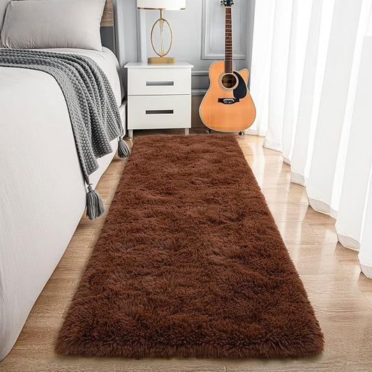 Noahas Brown Runner Rug for Hallway,2'x6' Long Area Rugs for Bedroom Living Room,Non Slip Thick Shag Floor Carpet for Entryway Kitchen Dorm Nursery Bedside Kids Room