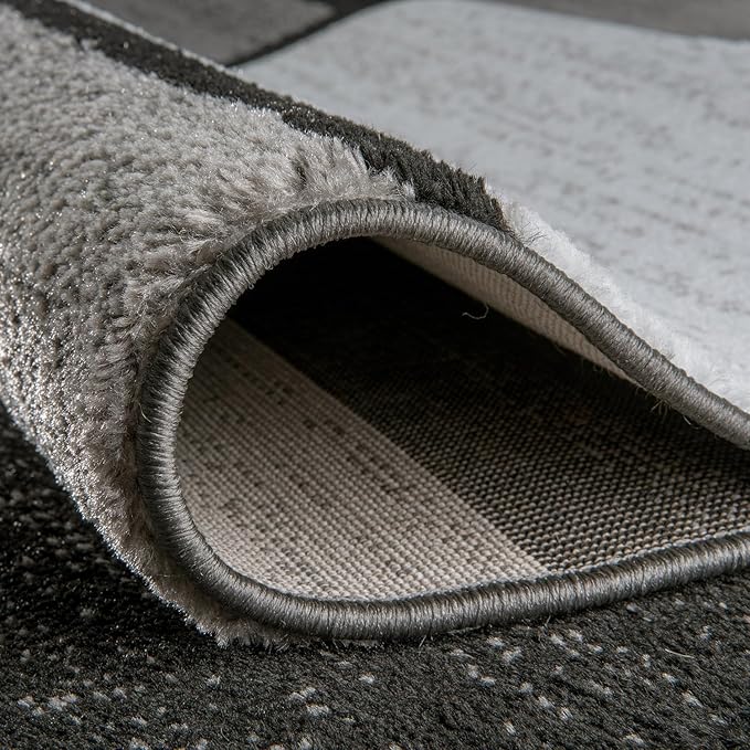 Rugshop Contemporary Modern Boxes for Home Office,Living Room,Bedroom,Kitchen Non Shedding Runner Rug 2'7" x 10' Gray