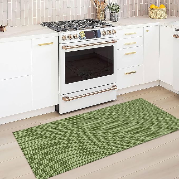KOZYFLY Washable Runner Rug 2x5 Ft Runners for Hallways Rubber Backed Throw Rug, Braided Cotton Entryway Runner Indoor, Carpet Runners for Hallway Kitchen Entryway Bedroom, Green