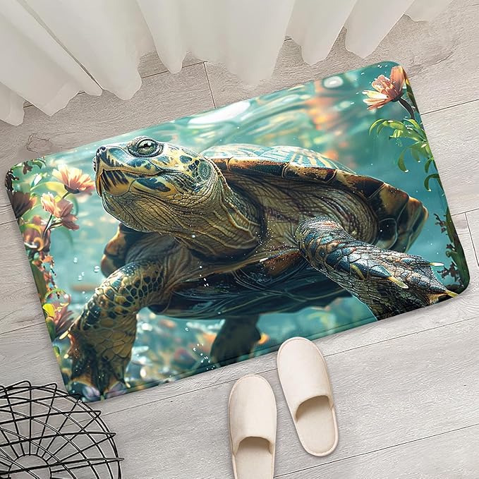 Sea Turtles Rug - Seafloor Turtle Area Rug for Kids 35" L x 23" W Ocean Life Turtles Carpet Rugs for Bedroom Living Room Kids Room Decor Indoor Outdoor
