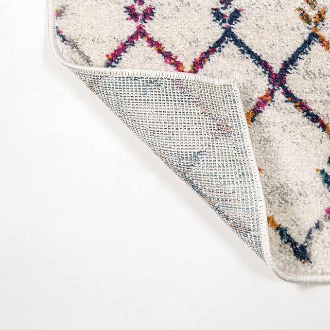 JONATHAN Y MOH101B-28 Moroccan Hype Boho Vintage Diamond 2 ft. x 8 ft. Runner-Rug, Bohemian, Southwestern, Casual, Transitional, Pet Friendly, Non Shedding, Stain Resistant, Easy-Cleaning, Cream/Gray