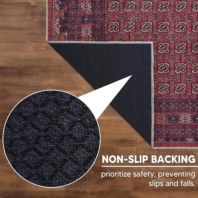 Keen Home Design 2x10 Rug - Machine Washable Runner Rug with Non-Slip Backing, Ideal for Hallway, Entryway, Kitchen, Laundry Room - Vintage, Easy Clean, Durable, Low Pile Rug - (2'6" x 10')