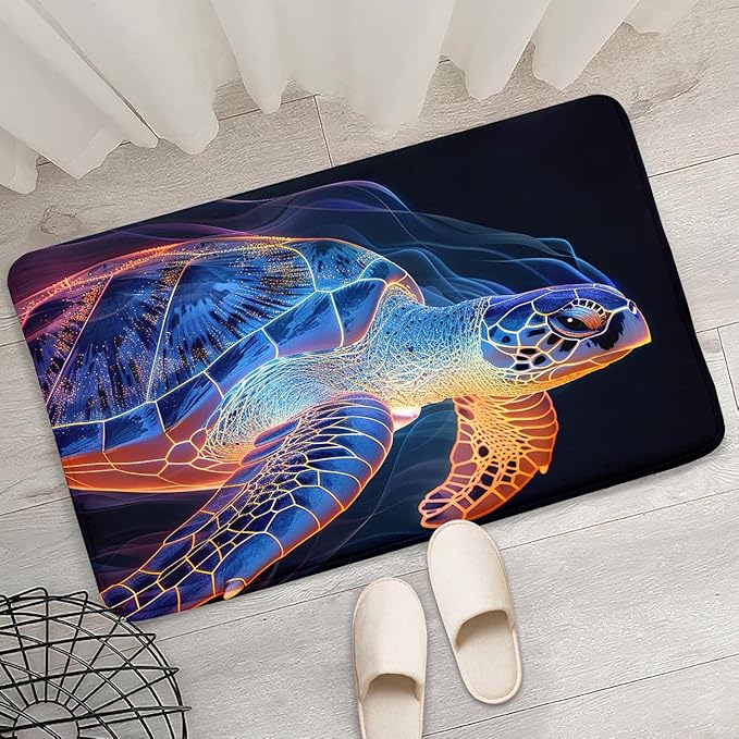 Sea Turtles Rug - Seafloor Turtle Area Rug for Kids 35" L x 23" W Ripple Ocean Life Turtles Carpet Rugs for Bedroom Living Room Kids Room Decor