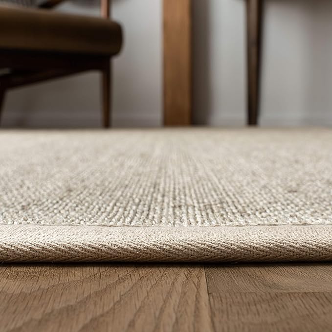 SAFAVIEH Natural Fiber Collection Area Rug - 5' x 8', Marble & Beige, Border Sisal Design, Easy Care, Ideal for High Traffic Areas in Living Room, Bedroom (NF143C)