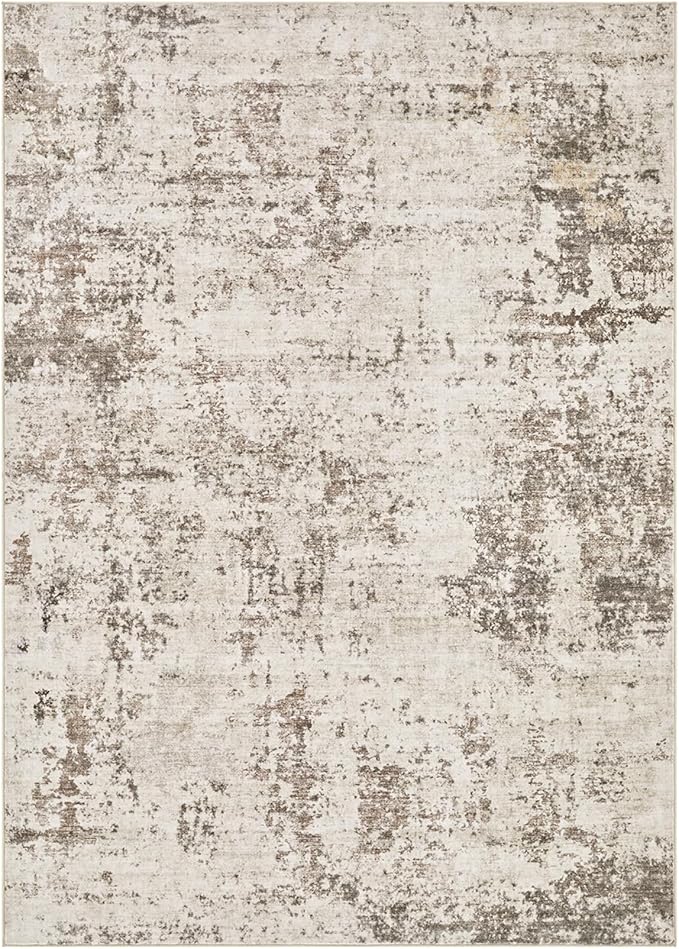 10x12 Area Rug Living Room Rugs - Washable Neutral Modern Abstract Soft Thin Large Rug Indoor Floor No Slip Rug Carpet for Bedroom Under Dining Table Home Office Decor - Dark Brown