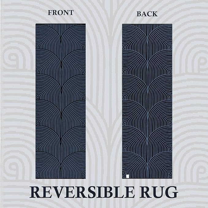 Tiffasea Washable Runner Rug 2'x6' Kitchen Runner for Hallways, Blue Cotton Woven Boho Bathroom Entryway Rug Farmhouse Carpet Runners for Bedroom Entrance Entry