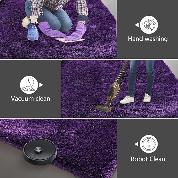 10X14 Large Area Rugs for Living Room Bedroom,Big Shag Rug for Bedroom Dorm,Soft Fluffy Indoor Carpet Nursery Rugs for Kids Girls Room Home Decor,Purple