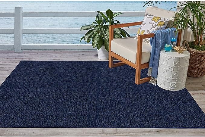 Ambiant Broadway Collection Pet Friendly Indoor Outdoor Area Rugs Blue - 3' Square, Stain & Fade Resistant, Easy Care, Pet & Kids Friendly, Made in USA, Perfect for Weddings & Everyday Use!