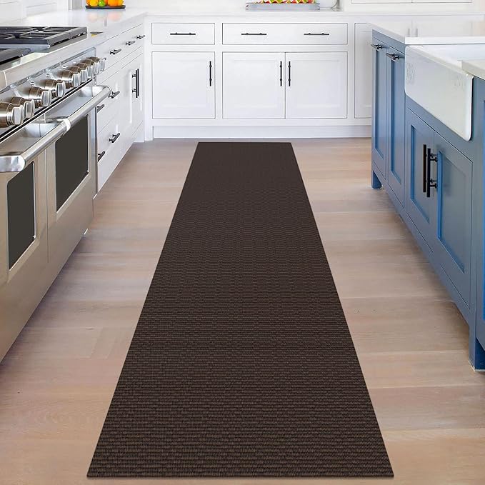 KOZYFLY Washable Runner Rug 2x8 Ft Runners for Hallway Rubber Backed Kitchen Runner Rugs Braided Cotton Entryway Runner Indoor, Carpet Runners for Hallway Entryway Bedroom, Coffee/Brown
