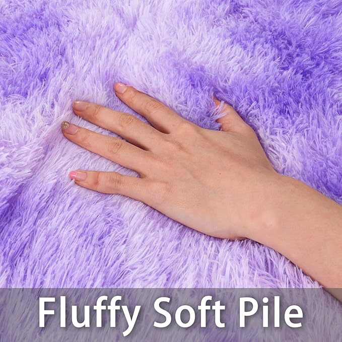 Large Rugs 8x10 Area Rugs for Living Room,Plush Fluffy Carpets for Boy and Girls Room, Modern Soft Shag Rug for Bedroom, Non Slip, Indoor Carpet for Kids Dorms Home Office Decor, Purple