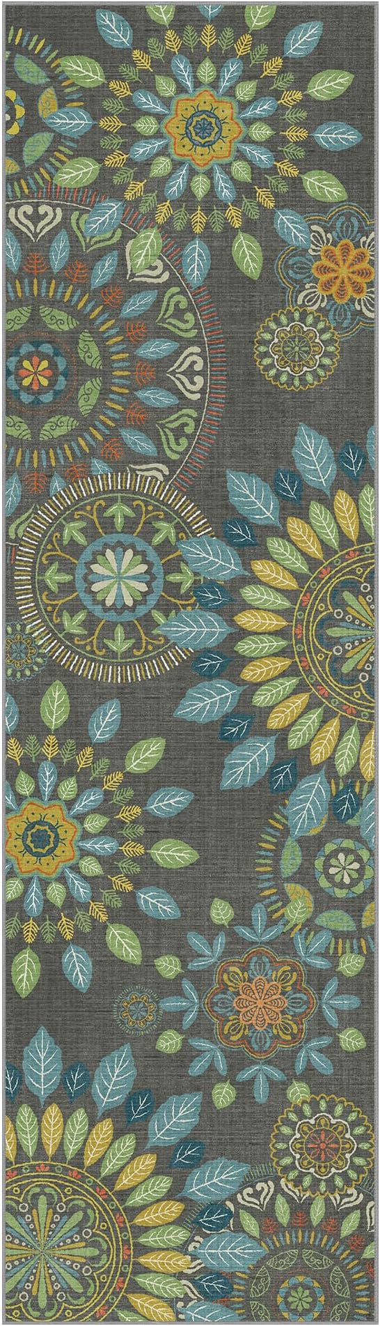 Bavni Kitchen Runner, Washable 2x12 Rugs Non Slip, Floral Thin Runners, Stain Resistant Carpet Runner for Bathroom, Bedroom, Hallway, Multi