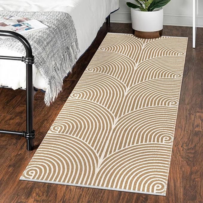Tiffasea Washable Kitchen Rug Runner 2'x5', Cotton Woven Entryway Runner Rug Farmhouse Bathroom Throw Rugs Indoor Outdoor Floor Carpet for Hallway Bedroom Laundry Room