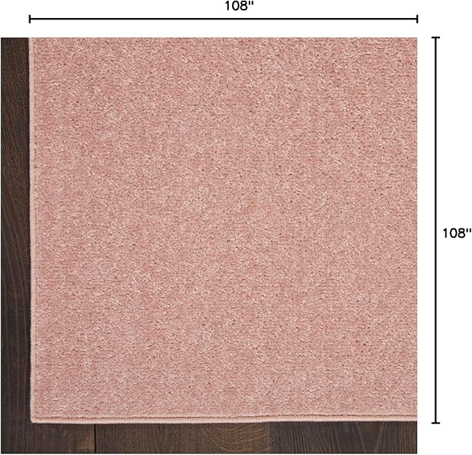 Nourison Essentials Indoor/Outdoor Pink 9' x Square Area Rug, Easy Cleaning, Non Shedding, Bed Room, Living Room, Dining Room, Backyard, Deck, Patio (9 Square)