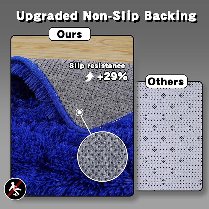 6x9 Area Rugs for Living Room, Blue Fluffy Shaggy Rug Soft Carpets, Rugs for Bedroom Nursery Kids Room Dorm Home Decor Aesthetic, Navy Blue