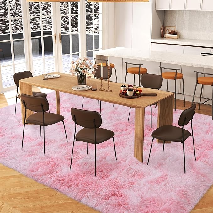 5x7 Area Rugs for Living Room, Plush Thick Carpets for Boy and Girls Room, Modern Soft Shag Rug for Bedroom, Non Slip, Large Indoor Carpet for Nursery Dorms Home Decor Aesthetic, Pink