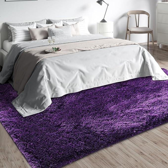 10X14 Large Area Rugs for Living Room Bedroom,Big Shag Rug for Bedroom Dorm,Soft Fluffy Indoor Carpet Nursery Rugs for Kids Girls Room Home Decor,Purple