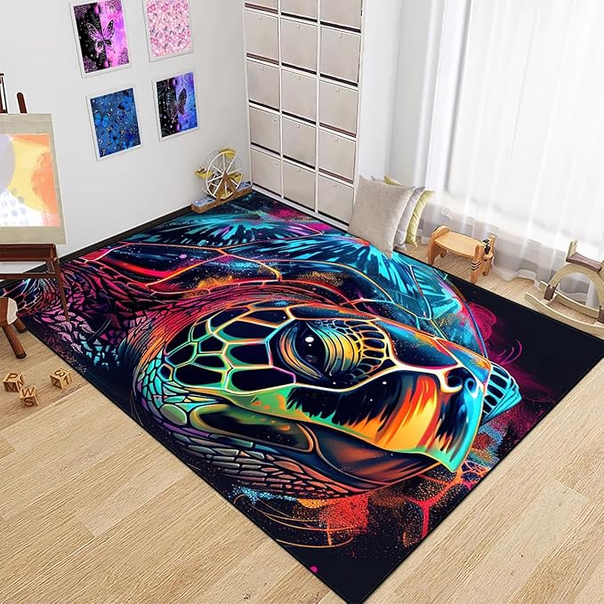 Sea Turtles Rugs for Kids - Sea Turtle Area Rug 3'×5' Ocean Life Turtles Carpet for Bedroom Living Room Ocean Turtle Kids Room Decor
