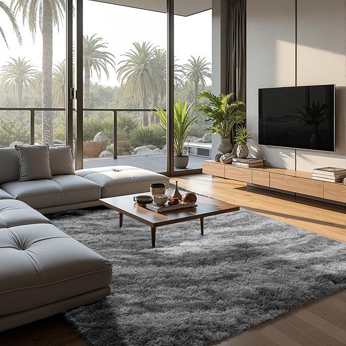 Zentavio Area Rugs for Living Room 4x6 Rugs for Bedroom Carpet Fluffy Fuzzy Soft Shag Aesthetic Plush High Pile Gray Throw Rug for Nursery Kids Room Dorm Marble Grey