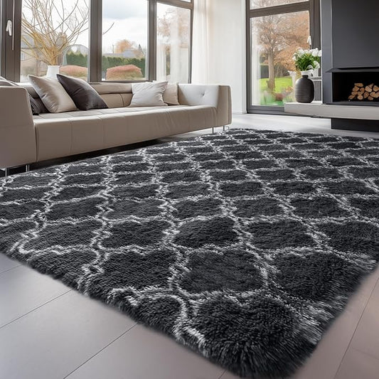 Sour Lemon Area Rugs 9x12 Living Room, Large Area Rug Shag Shaggy Carpet Soft Plush Furry Bedside Rug, Machine Washable Area Rugs for Bedroom Kids Girls Boys Home Decor Anti Slip