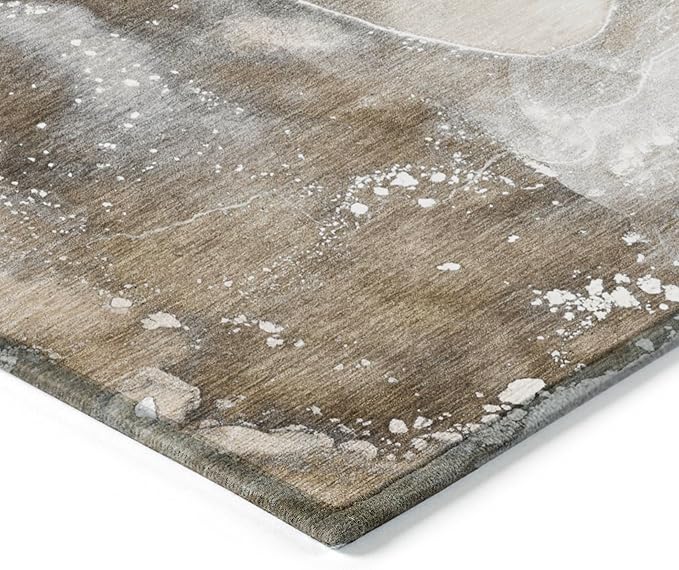 Addison Rugs Chantille ACN518 Brown 8' x 10 Indoor Outdoor Area Rug, Stain Resistant, Machine Washable, Non Shedding, Bedroom, Living Room, Dining Room, Kitchen Rug