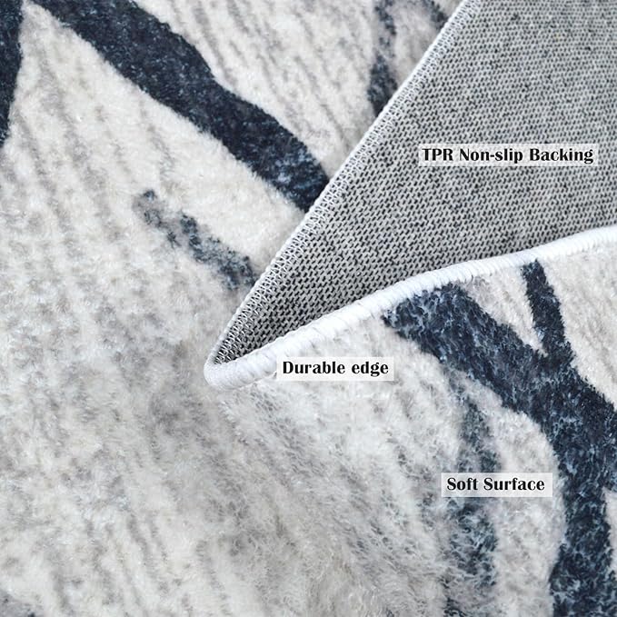Yancorp Small Area Rug 2'x3'Grey Stripes Washable Rug for Entrance Faux Wool Non-Slip Indoor Door Mat Throw Rug for Bedroom Kitchen Entryway Bathroom