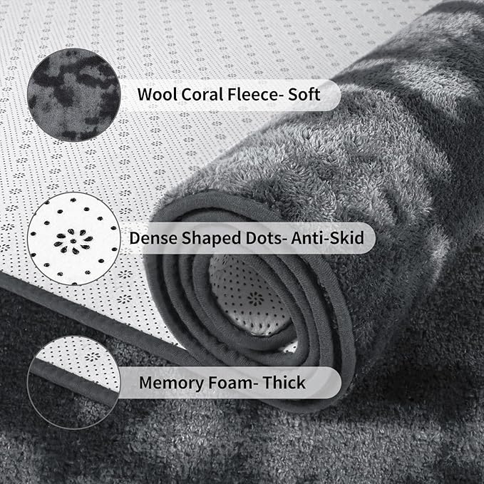 FlyDOIT Large Area Rugs for Living Room Bedroom, 5x8 Ft Tie-Dyed Dark Grey Ultra Soft Comfy Thickened Memory-Foam Indoor Carpets, Cozy Modern Floor Rug for Boys Girls Playroom Dorm Nursery Home Décor
