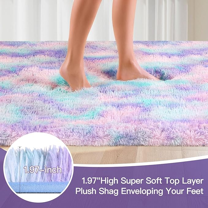Sour Lemon Area Rugs 9x12 Living Room, Large Area Rug Shag Shaggy Carpet Soft Plush Furry Bedside Rug, Machine Washable Area Rugs for Bedroom Kids Girls Boys Home Decor Anti Slip