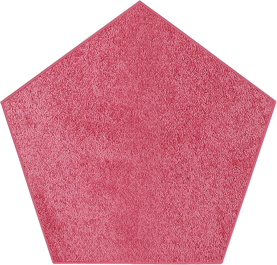 Solid Color Area Rugs Pink - 8' Pentagon, Indoor, Stain & Fade Resistant, Perfect for Living Room, Bedroom, Dining Room, Entryway, Doorway, Pet & Kids Friendly Rug, Wedding, Made in USA