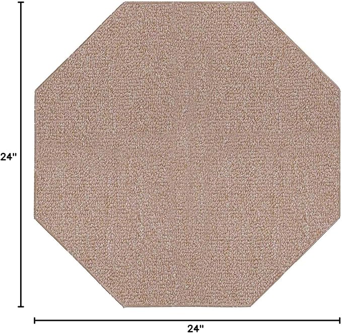 Ambiant Broadway Collection Pet Friendly Indoor Outdoor Area Rugs Beige - 2' Octagon, Stain & Fade Resistant, Easy Care, Pet & Kids Friendly, Made in USA, Perfect for Weddings & Everyday Use!