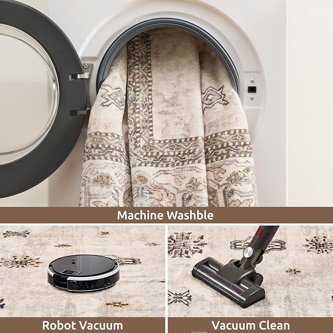 AMOAMI Vintage 2X6 Runner Rug Non Slip Soft Runners for Hallways Machine Washable Hallway Runner Bedside Rugs for Bedroom Long Rug for Hallways Entryway Laundry Room Kitchen Bathroom