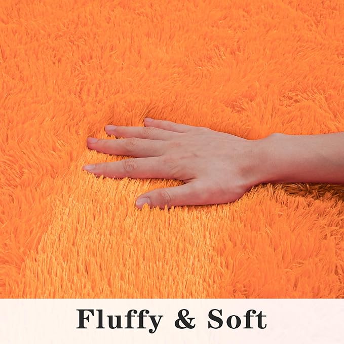 5'x7' Super Fluffy Rug for Bedroom, Modern Shag Orange Area Rugs, Soft and Cozy Plush Large Carpet for Kids, Girls Boys and Teens Decorations for Living Room Dorm Nursery Classroom, Orange