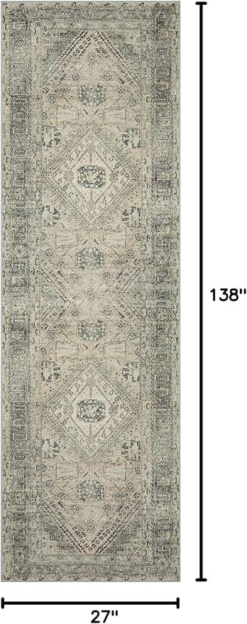 Loloi Magnolia Home by Joanna Gaines Sinclair Collection SIN-04 Natural/Sage 2'-3" x 11'-6", .25" Pile Height, Machine Washable, Runner Rug