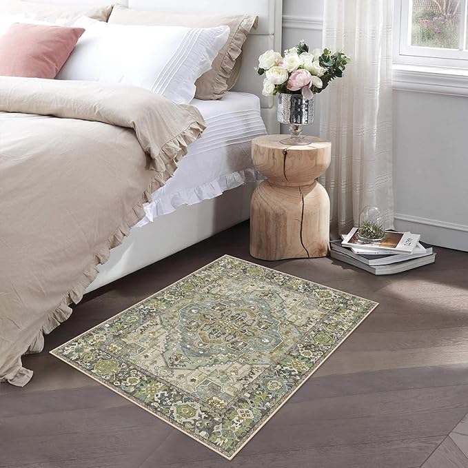 2x3 Small Entryway Rug - Washable Non-Slip Rugs Indoor Door Mat Entry Rug for Kitchen Bedroom, Vintage Accent Area Rug Throw Rugs Doormat Floor Carpet for Front Entrance Bathroom