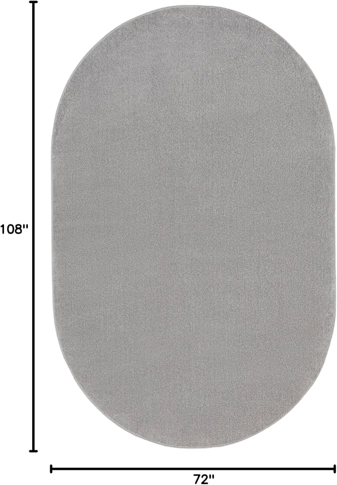Nourison Essentials Indoor/Outdoor Silver Grey 6' x 9' Oval Area Rug, Easy Cleaning, Non Shedding, Bed Room, Living Room, Dining Room, Backyard, Deck, Patio (6x9 Oval)