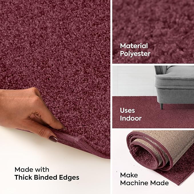 Furnish my Place Modern Indoor/Outdoor Commercial Solid Color Rug - Cranberry, 9' Octagon, Pet and Kids Friendly Rug. Made in USA, Area Rugs Great for Kids, Pets, Event, Wedding