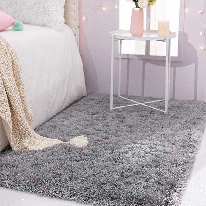 TWINNIS Super Soft Shaggy Rugs Fluffy Carpets, 7x10 Feet, Indoor Modern Plush Area Rugs for Living Room Bedroom Kids Room Nursery Home Decor, Upgrade Anti-Skid Rectangular Fuzzy Rug, Grey