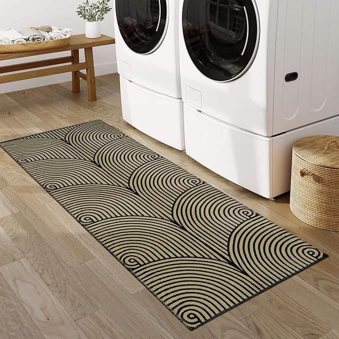 Tiffasea Washable Rug Runner 2'x5', Cotton Woven Kitchen Rugs Modern Bathroom Entryway Rug Indoor Outdoor Carpet Runner for Hallway Bedroom Laundry Room