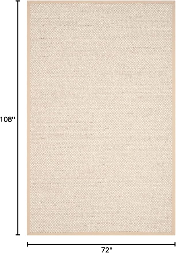SAFAVIEH Natural Fiber Collection Area Rug - 6' x 9', Marble & Linen, Border Sisal Design, Easy Care, Ideal for High Traffic Areas in Living Room, Bedroom (NF143B)