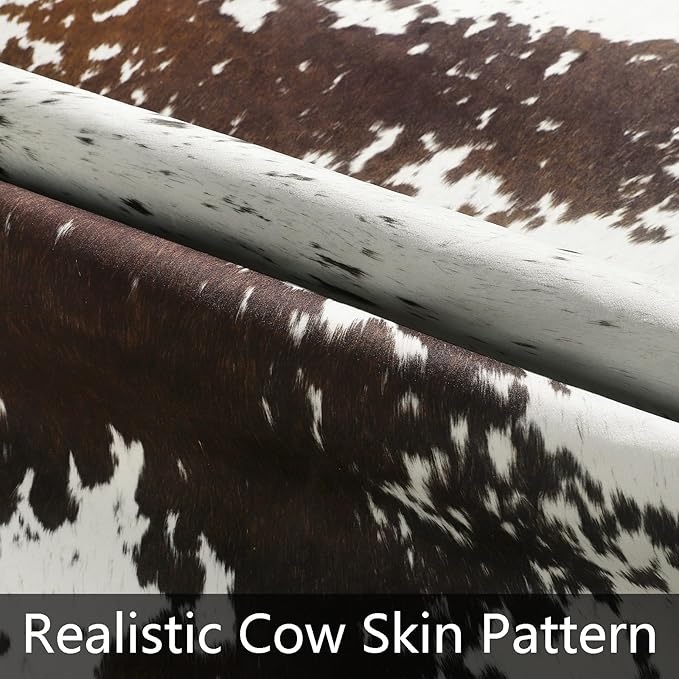 AROGAN Western Decor Faux Fur Cowhide Rug, 5.2 x 6.2 Feet Premium Animal Skin Cow Hide Rug, Sturdy Cow Print Rugs for Wall Decor, Western Floor Carpet for Bedroom Living Room，Speckle Pattern