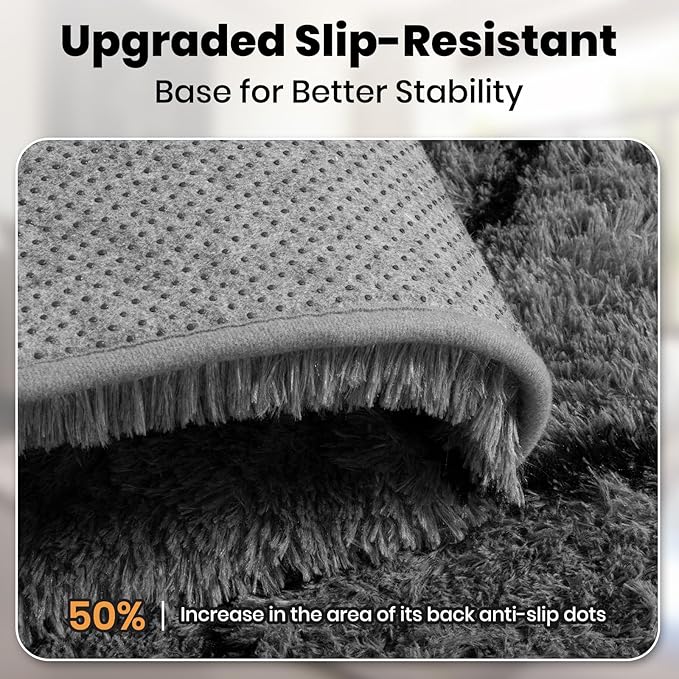 Zentavio Area Rugs for Living Room Rugs for Bedroom 4x6 Carpet Fluffy Fuzzy Soft Shag Aesthetic Plush High Pile Gray Throw Rug for Nursery Kids Room Dorm Triangle Grey