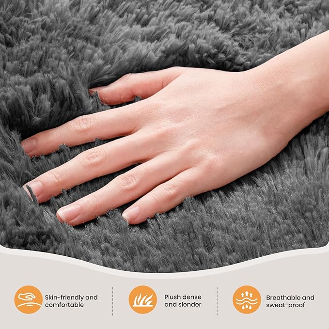 Zentavio Area Rugs for Living Room 6x9 Large Rugs for Bedroom Carpet Fluffy Fuzzy Soft Shag Aesthetic Plush High Pile Gray Throw Rug for Nursery Kids Room Dorm Marble Grey
