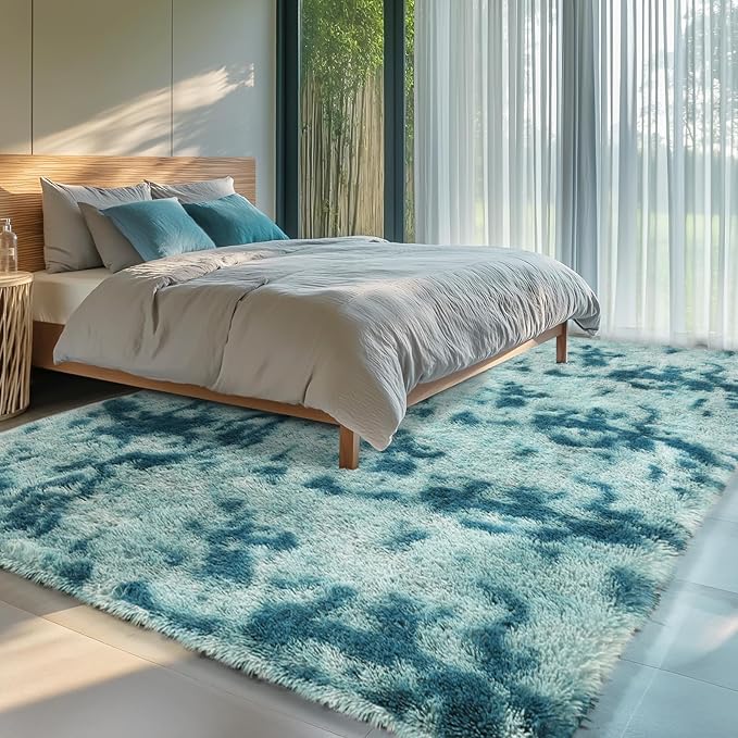 Sour Lemon 8x10 Area Rugs for Bedroom, Living Room Fluffy Rug, Large Area Rug Shag Shaggy Carpet Soft Plush Furry Bedside Rug, Machine Washable Area Rugs for Kids Girls Boys Home Decor Anti Slip
