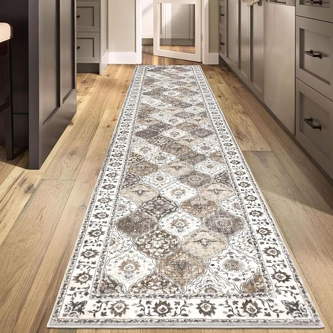 HEBE Hallway Runner Rug 2'8''x14' Washable Vintage Distressed Area Rugs Non Slip Laundry Rug Runner Boho Floor Carpet Runners for Hallways Entryway Laundry Room Kitchen Bathroom
