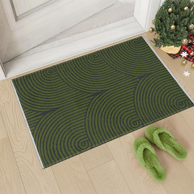 Tiffasea Small Area Rug 2'x3' Washable Indoor Mats for Entryway Kitchen Rugs Outdoor Door Mat Indoor Entrance Cotton Modern Throw Rugs Entry Rug for Bathroom Bedroom, Green