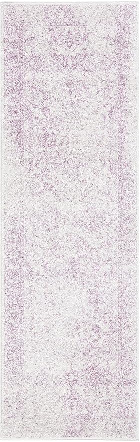 SAFAVIEH Adirondack Collection Runner Rug - 2'6" x 12', Ivory & Lavender, Oriental Distressed Design, Non-Shedding & Easy Care, Ideal for High Traffic Areas in Living Room, Bedroom (ADR109U)
