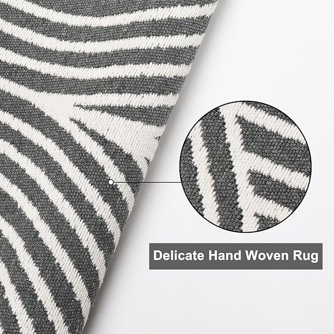 Tiffasea Entryway Runner Rug 2'x5', Machine Washable Kitchen Rug Runner, Cotton Woven Gray Hallway Runner Rug Modern Area Rug Laundry Room Rug Indoor Outdoor Rugs for Bathroom/Bedroom/Living Room